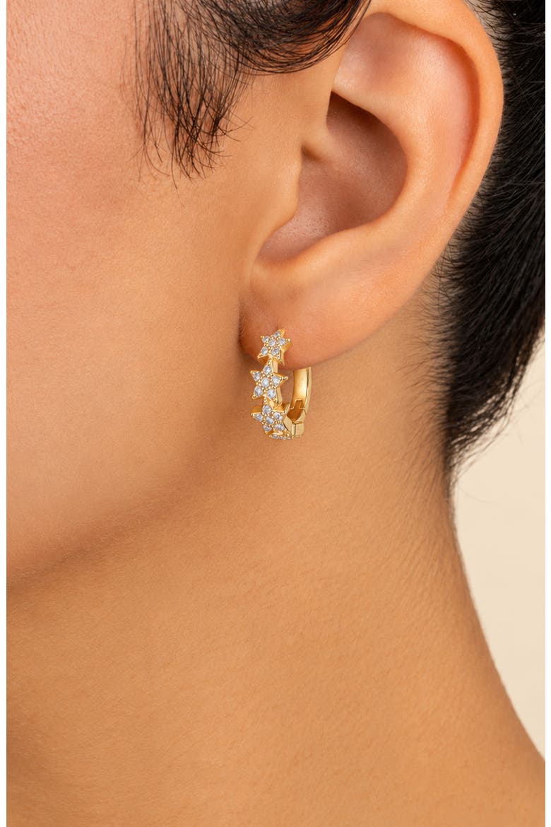 Celestial Charm Cubic Zirconia Huggie Hoop Earrings, Alternate, color, GOLD