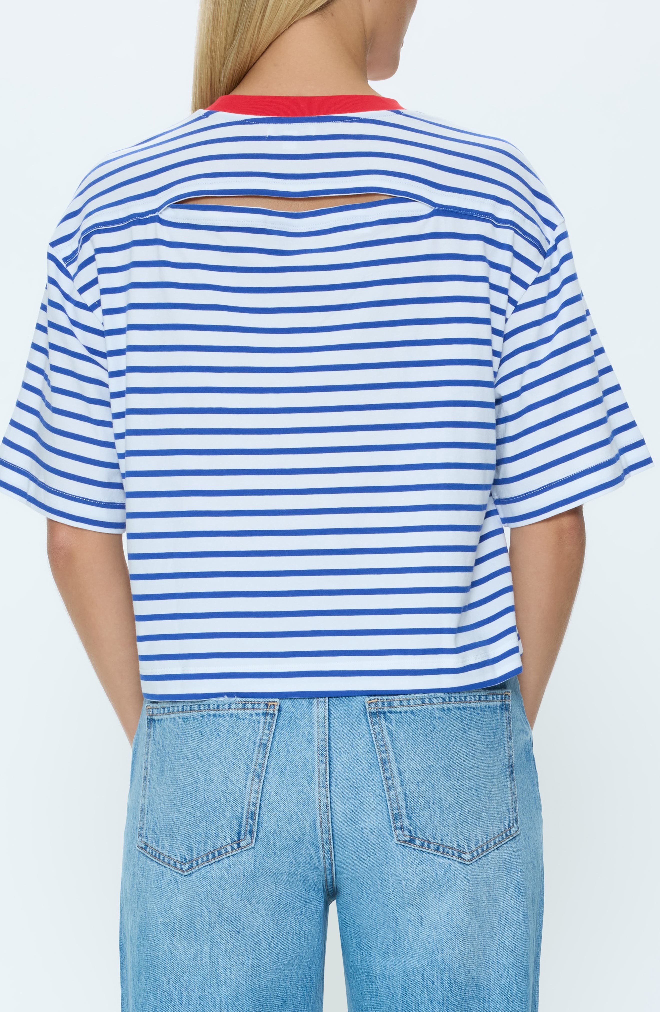 Mae Stripe Cotton Back Cutout Crop T-Shirt (Women) | Nordstrom