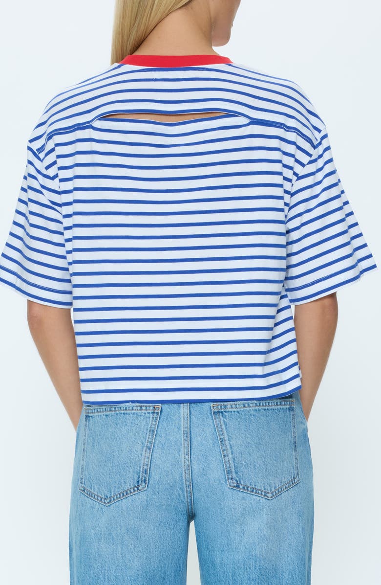 Pistola Mae Stripe Cotton Back Cutout Crop T-Shirt, Alternate, color, 