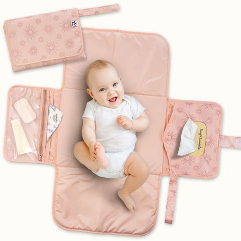Portable/Foldable Waterproof Diaper Changing Pad with Smart Wipes Pocket