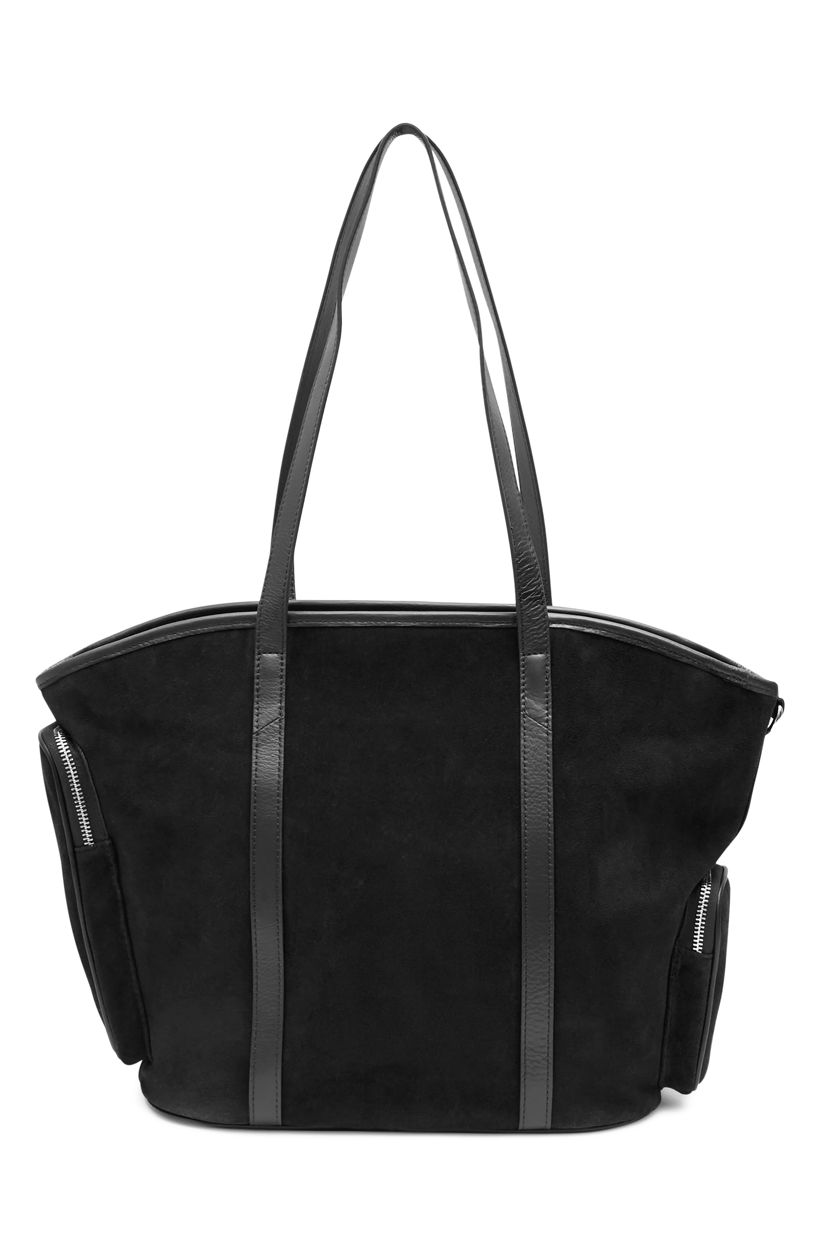 The Skipper Cargo Leather Tote, Alternate, color, BLACK SUEDE