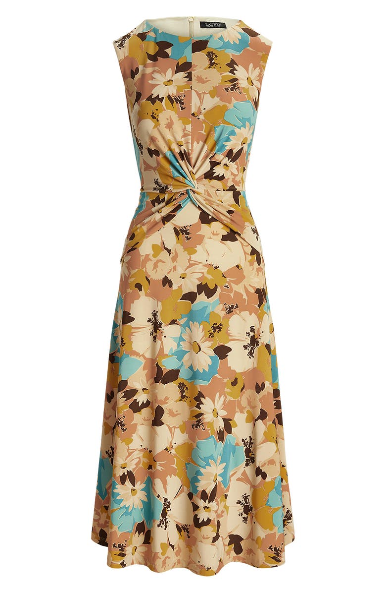 Lauren Ralph Lauren Floral Sleeveless Twist Front Midi Dress, Alternate, color,