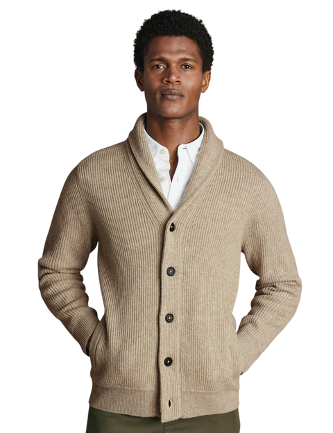 Merino Button Through Funnel Neck Cardigan