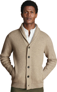 Charles Tyrwhitt Merino Button Through Funnel Neck Cardigan