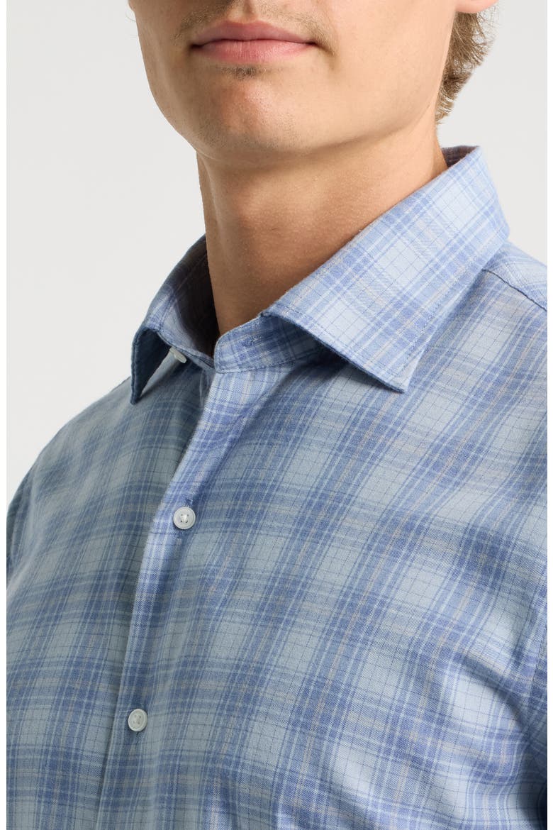 Dean Performance Flannel Plaid Button Up Shirt, Alternate, color, GRAVEL BLUE