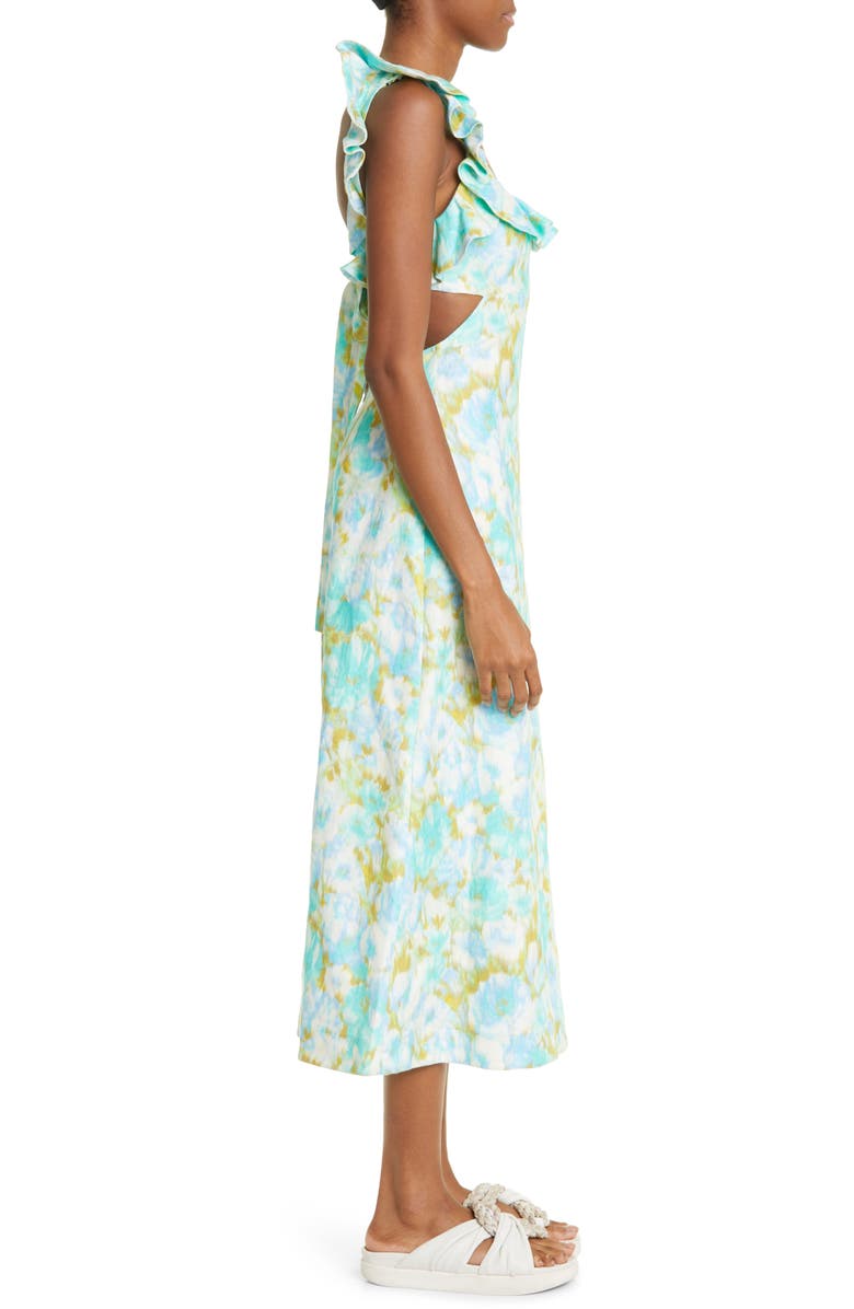 Zimmermann High Tide Frilled Linen Midi Dress, Alternate, color, 