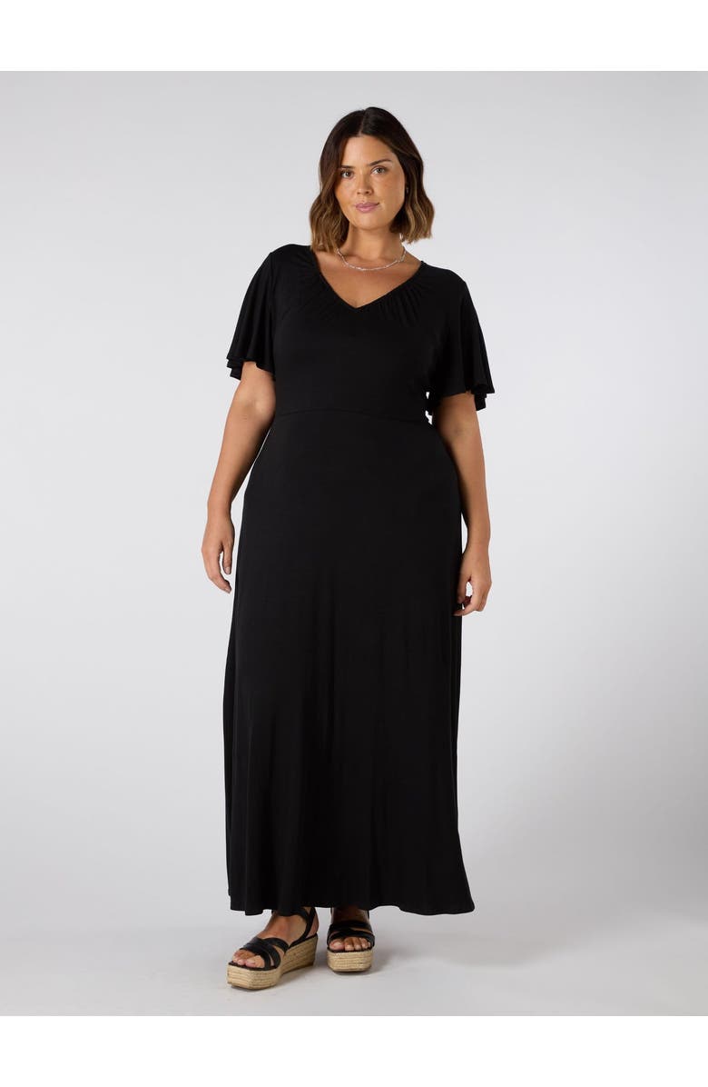 Live Unlimited Jersey V-Neck Maxi Dress, Main, color, Black