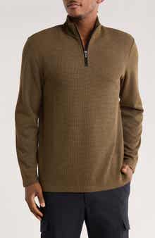 Bugatchi Stretch Cotton Quarter Zip Pullover