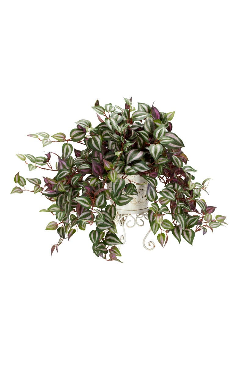 NEARLY NATURAL Silver Inch Plant with Metal Planter Artificial Plant, Main, color, Green