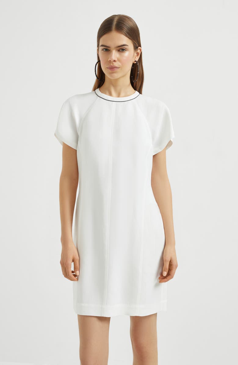 Brunello Cucinelli Twill mini dress with monili, Alternate, color, 