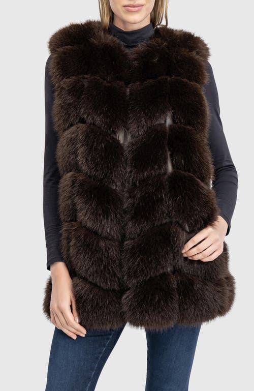 Lyla Grant Fur-free Fox (faux Fur) Chevron Vest In Brown