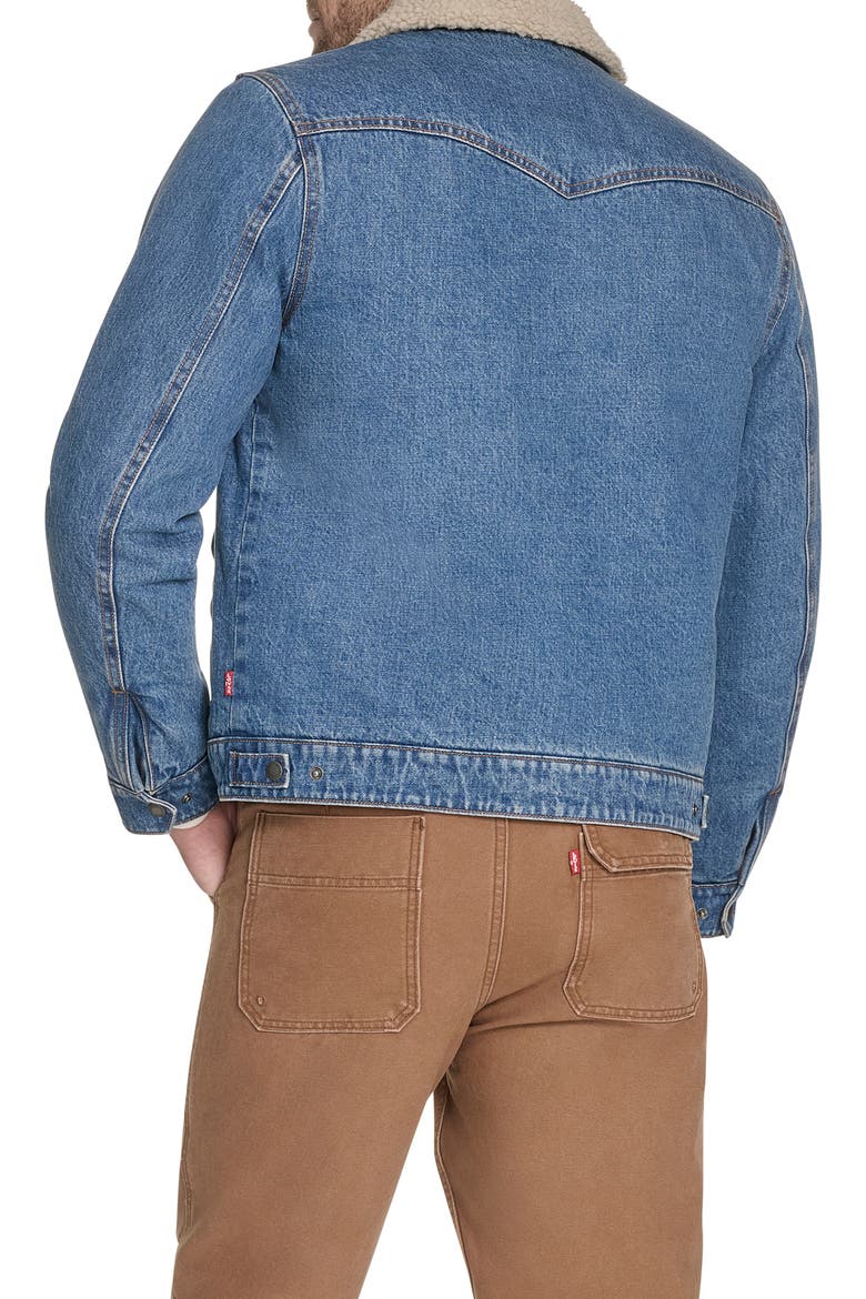 Western Denim Jacket with Removable Faux Shearling Collar, Alternate, color, MEDIUM WASH DENIM