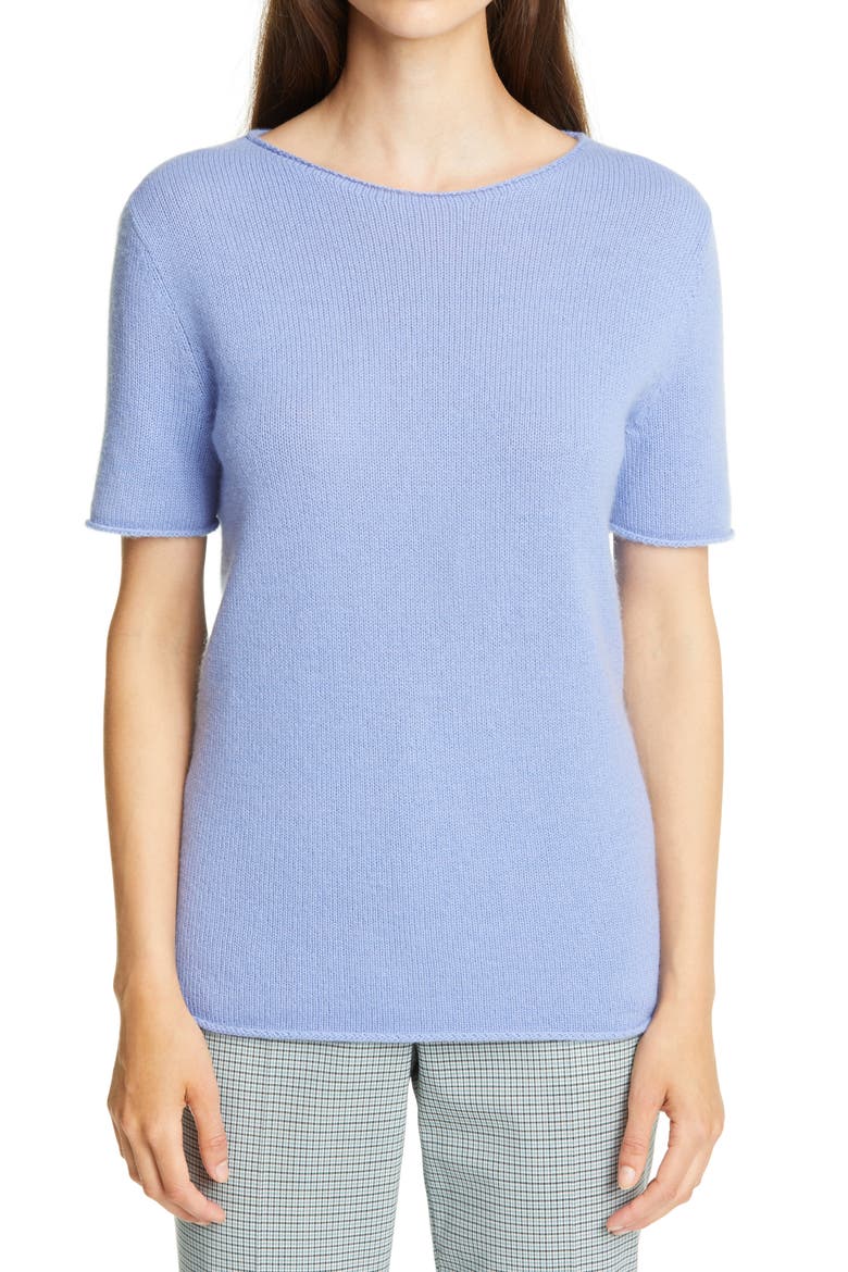 Tolleree Short Sleeve Cashmere Sweater, Main, color, PERIWINKLE