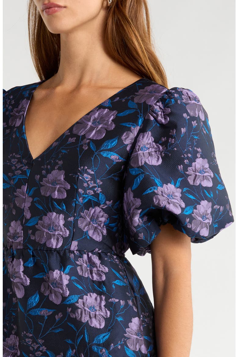 Nicole Floral Jacquard Minidress, Alternate, color, NAVY-MULTI