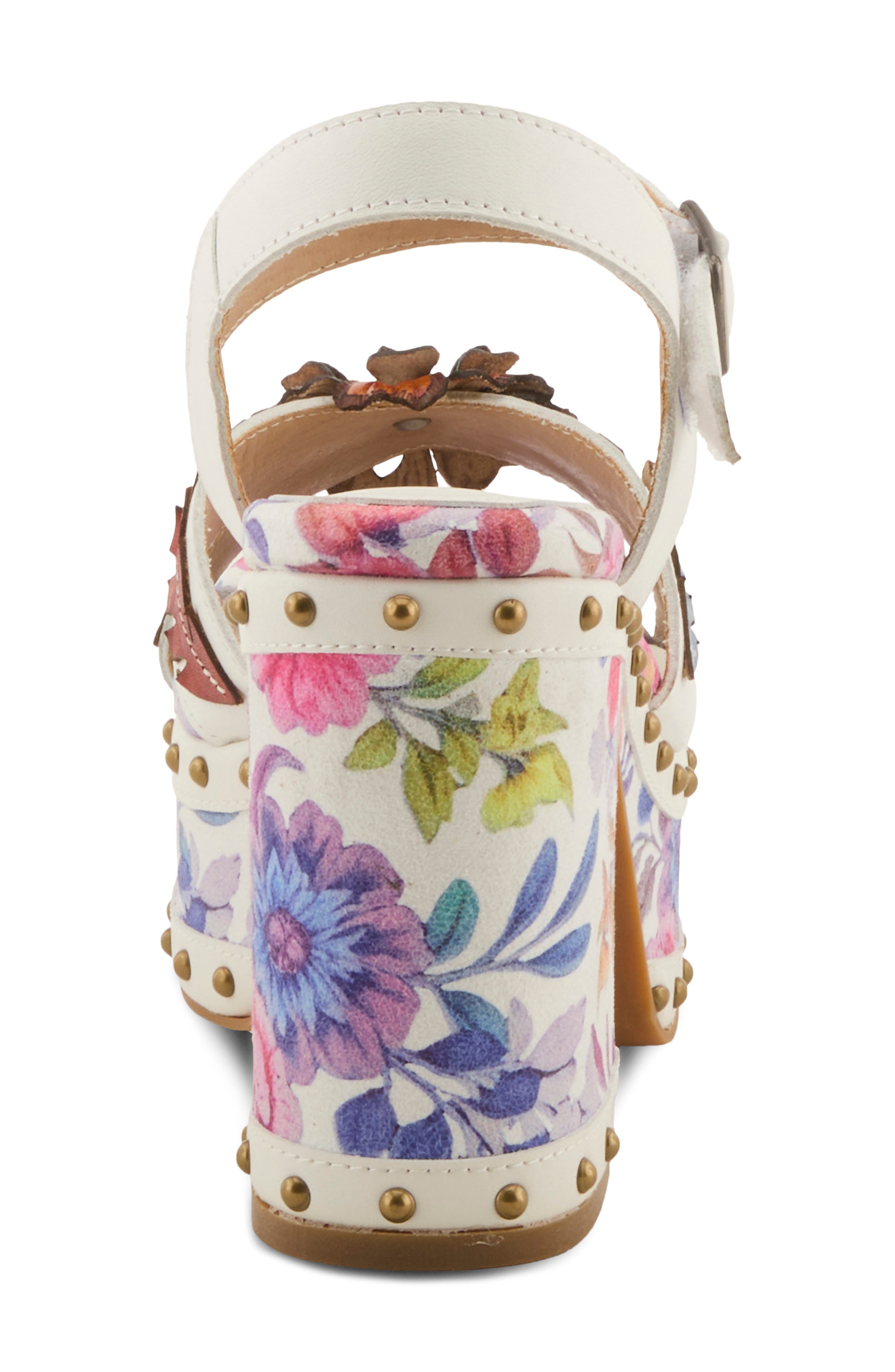 L'Artiste by Spring Step Deckedout Ankle Strap Platform Sandal, Alternate, color, White Multi