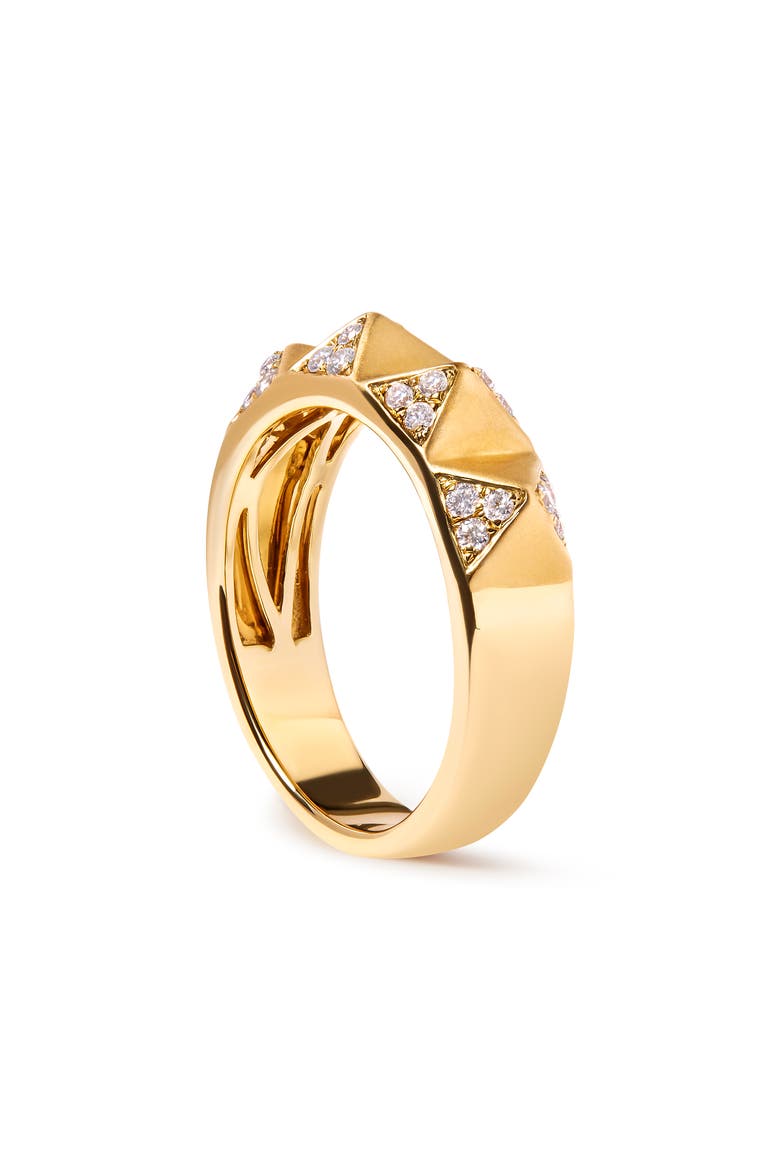 14K Yellow Gold 1/4Cttw White Diamond Pyramid Band Ring, Alternate, color, Yellow