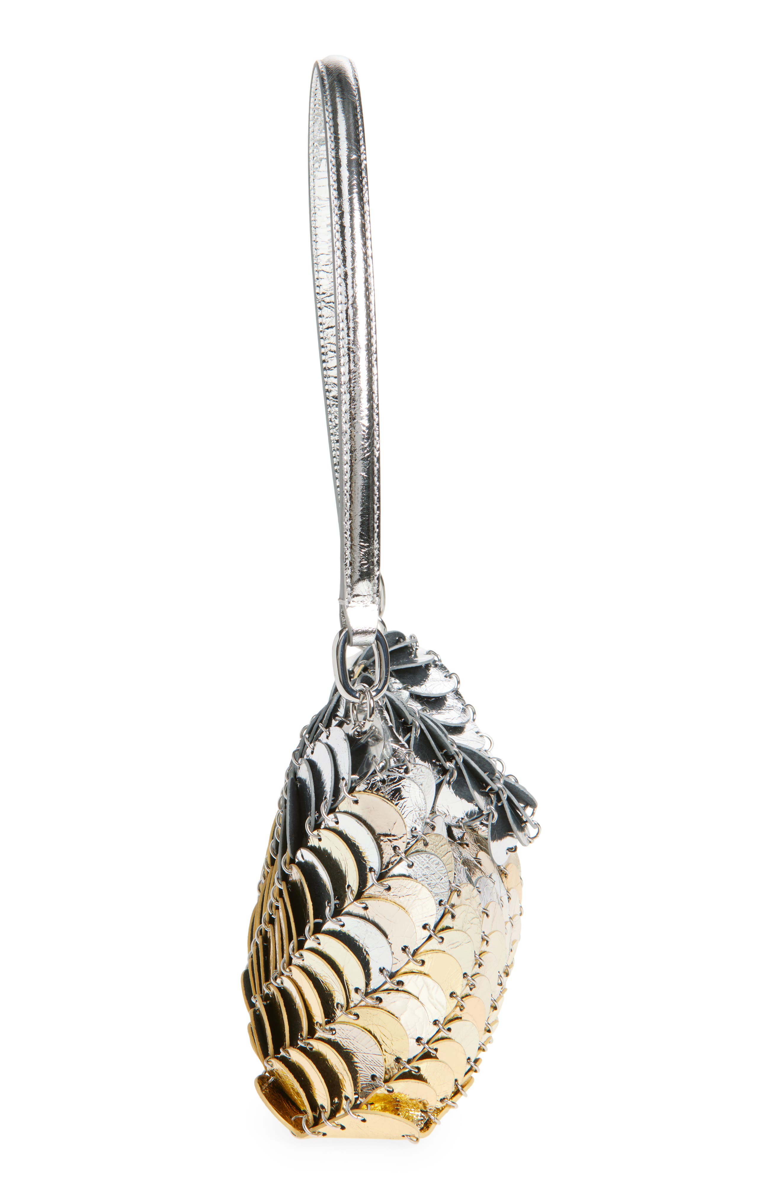 Rabanne Paco Metallic Leather Hobo Bag, Alternate, color, 