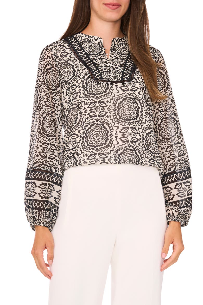 Print Peasant Top, Main, color, RICH BLACK