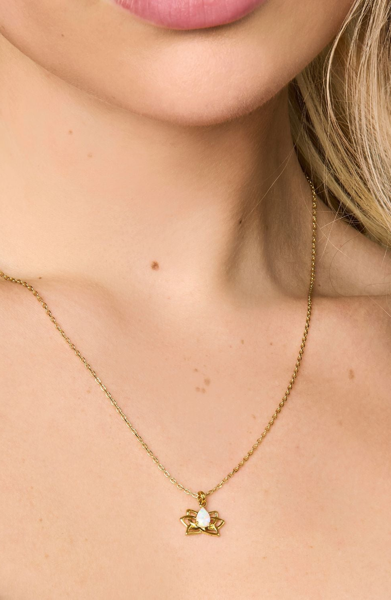 Little Sky Stone Lotus Opal Charm Necklace, Alternate, color, Gold With Opal