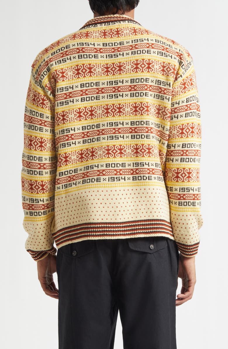 Bode Marzipan Fair Isle Wool Cardigan, Alternate, color, Beige Multi