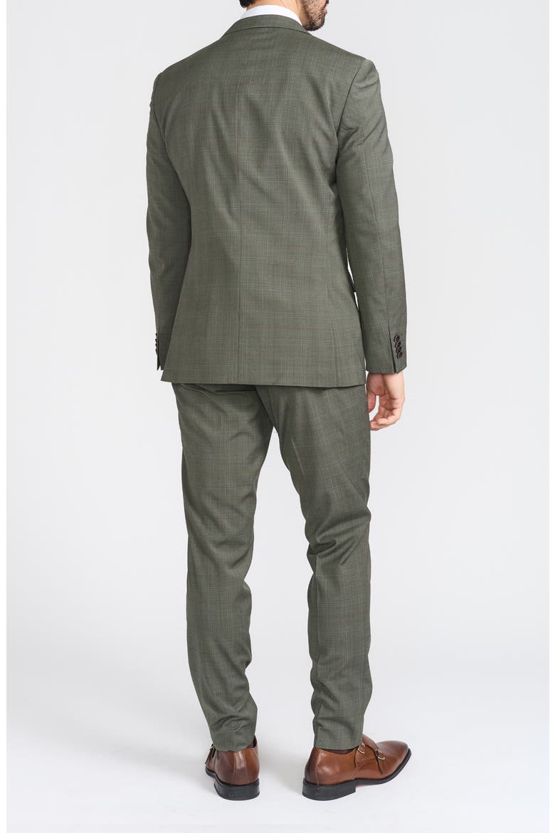 Olive Windowpane Plaid Wool Blend Suit, Alternate, color, OLIVE