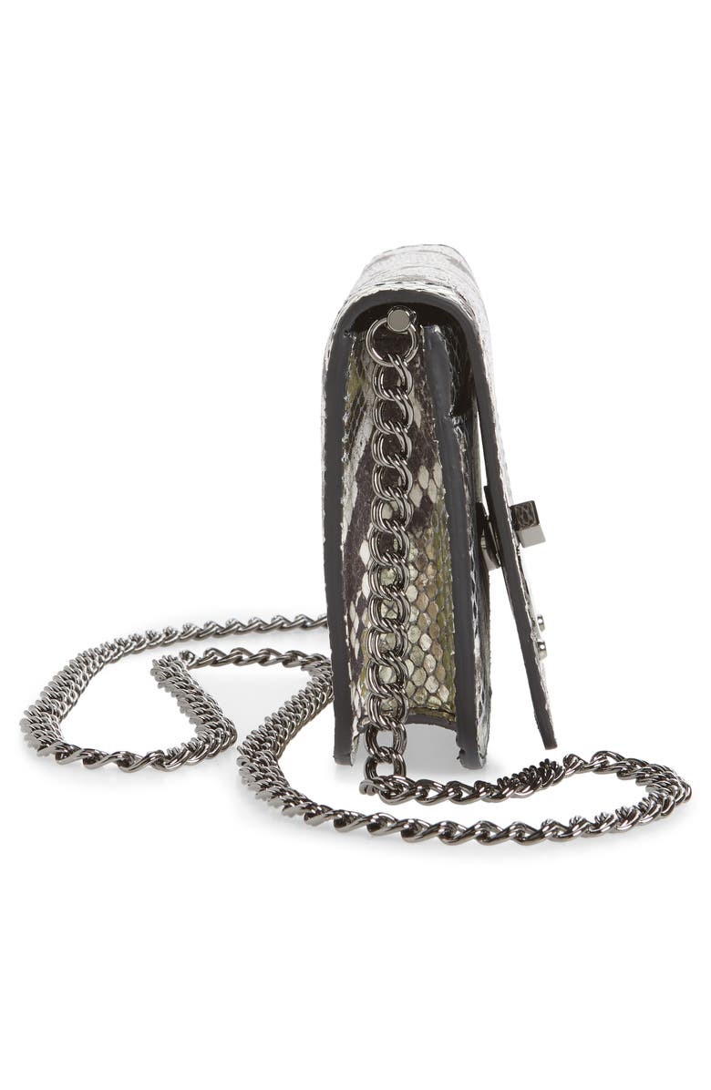 Longchamp Cavalcade Snake Embossed Leather Wallet on a Chain, Alternate, color, Platinum