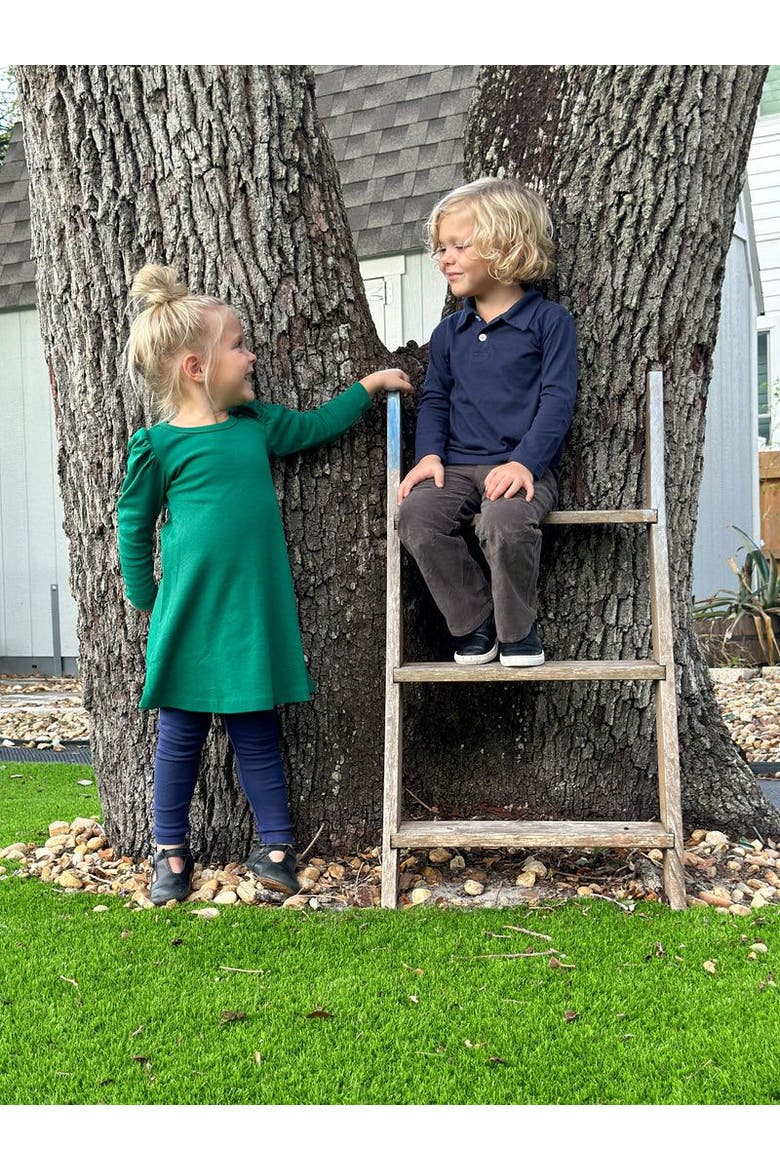 Baby Boys 100% Cotton Knit Jersey 2-Button Long Sleeve Polo, Alternate, color, Uniform Hunter Green