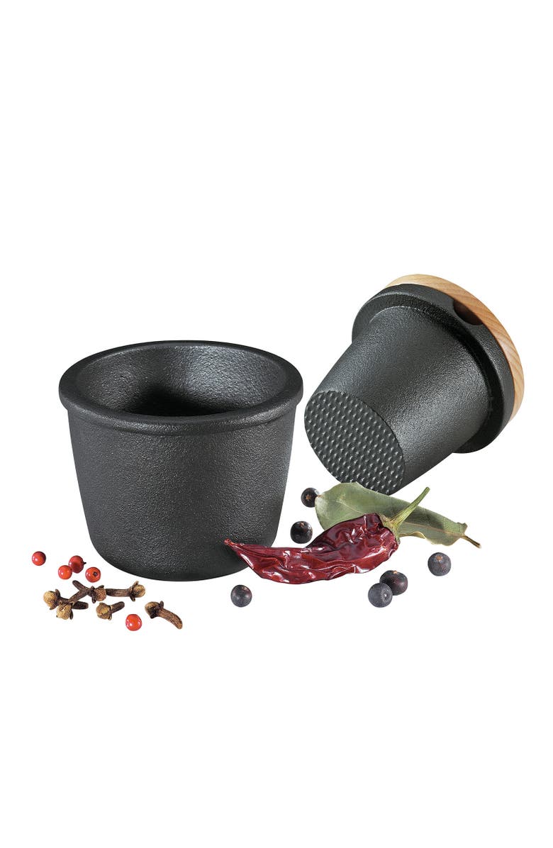 ZASSENHAUS Cast Iron Spice Grinding Set with Beechwood Lid, 3" Grinder, Black, Alternate, color,