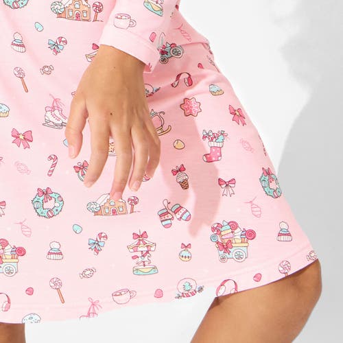 Bellabu Bear Kids' Candy Cane Lane Long Sleeve Dress In Pink
