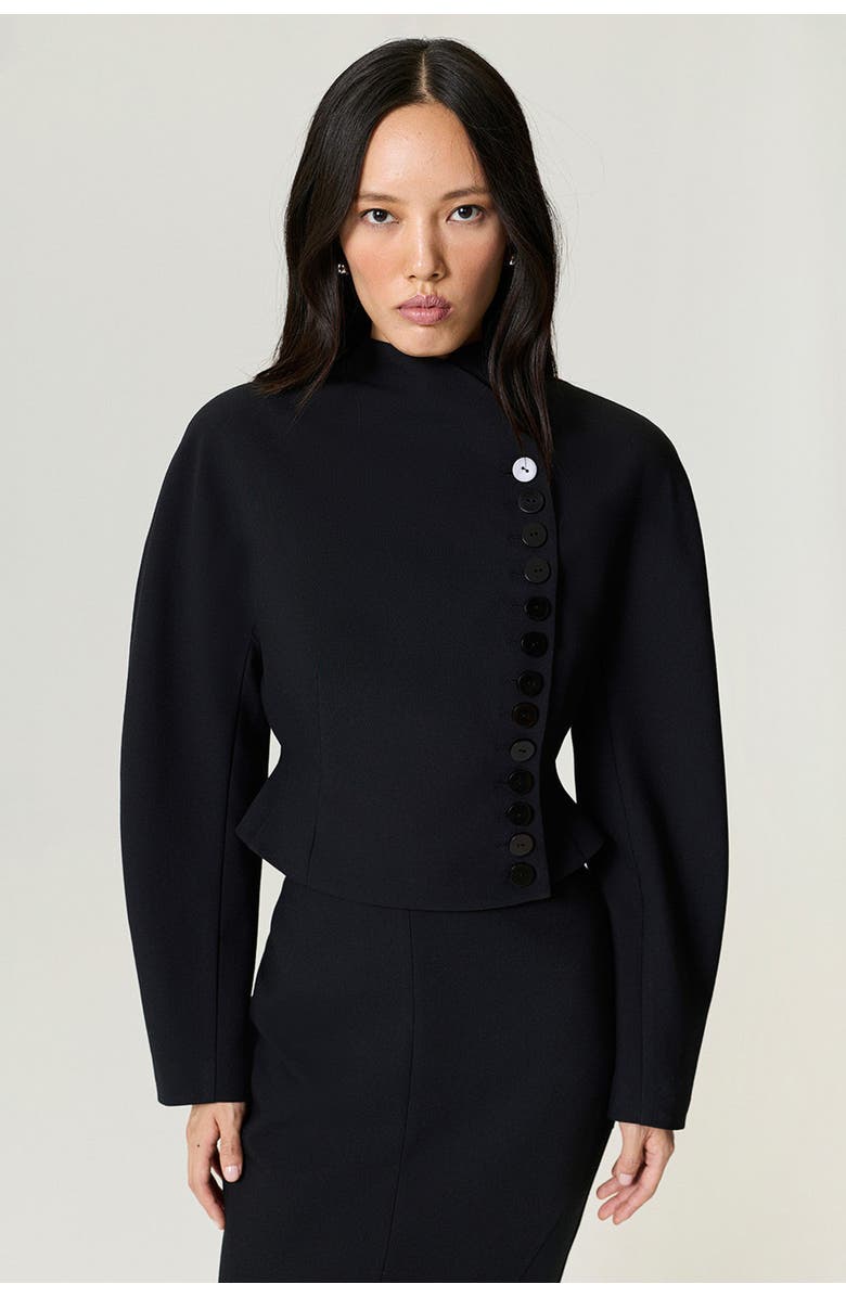 Nocturne Asymmetric Buttoned Tailored Jacket, Alternate, color, Black
