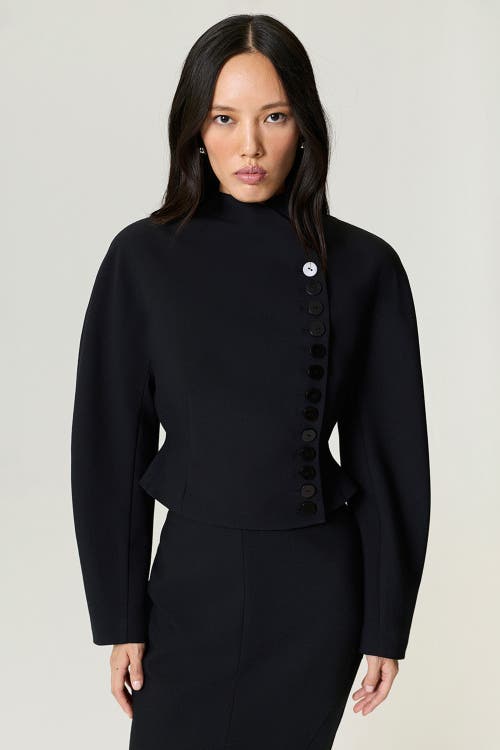 Nocturne Asymmetric Buttoned Tailored Jacket In Black