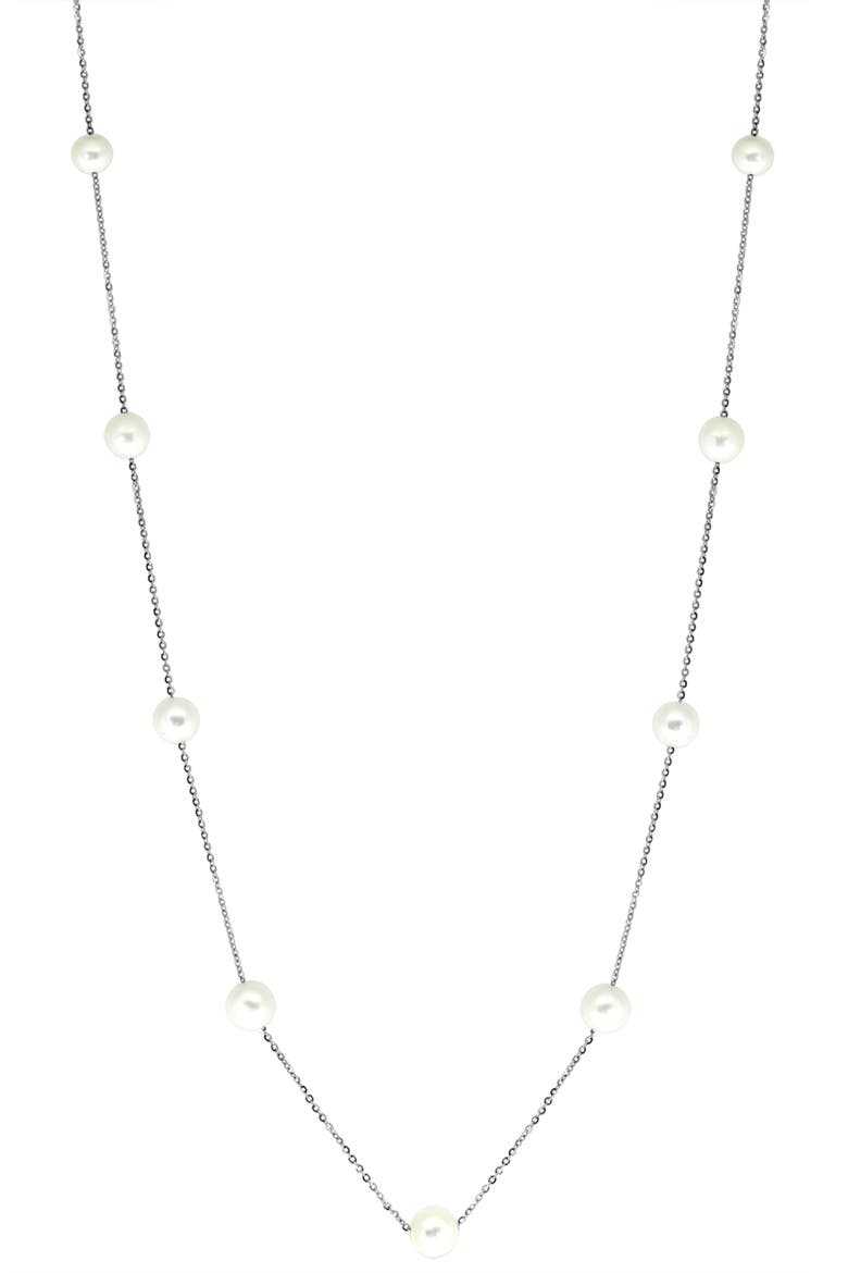 Sterling Silver & 6-7mm Cultured Freshwater Pearl Necklace, Main, color, SILVER