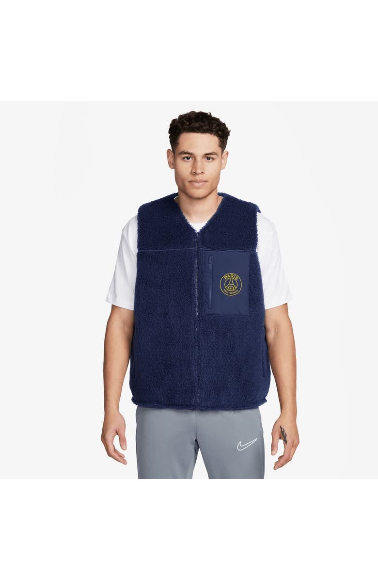 Nike Men's Nike Navy Paris Saint-Germain Club+ Winterized Reversible Full-Zip Vest, Alternate, color, Navy
