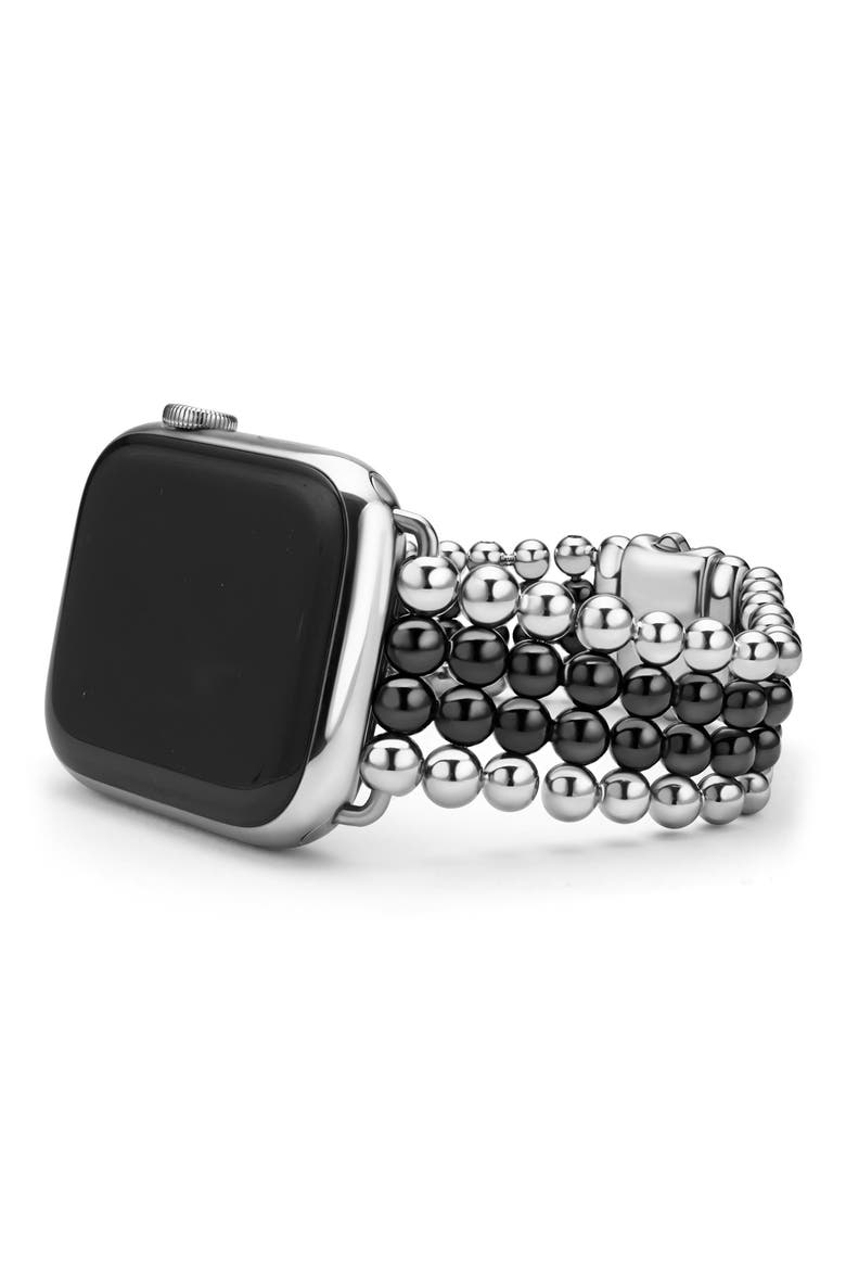 Smart Caviar Infinite Black Ceramic Apple Watch® Watchband, Alternate, color, BLACK/ SILVER