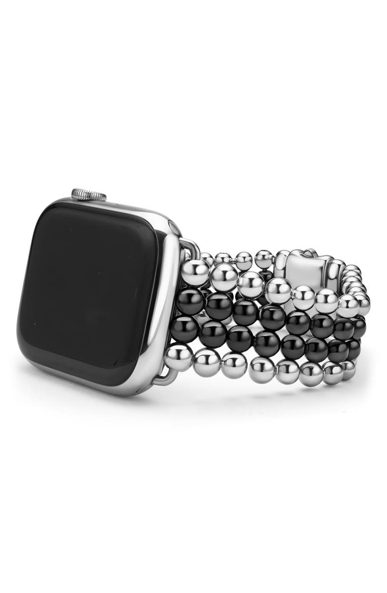 LAGOS Smart Caviar Infinite Black Ceramic Apple Watch<sup>®</sup> Watchband, Alternate, color, Black/ Silver