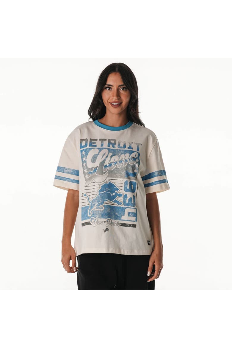 Women's The Wild Collective  Cream Detroit Lions Vintage Drop Shoulder Oversized Boyfriend T-Shirt, Main, color, Cream