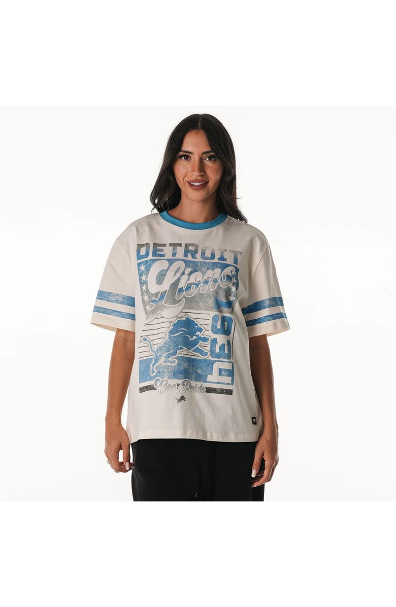 THE WILD COLLECTIVE Women's The Wild Collective Cream Detroit Lions Vintage Drop Shoulder Oversized Boyfriend T-Shirt, Main, color, Cream
