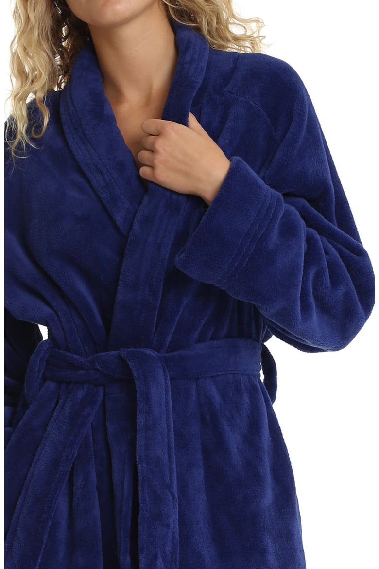 Plush Longline Robe, Alternate, color, NAVY