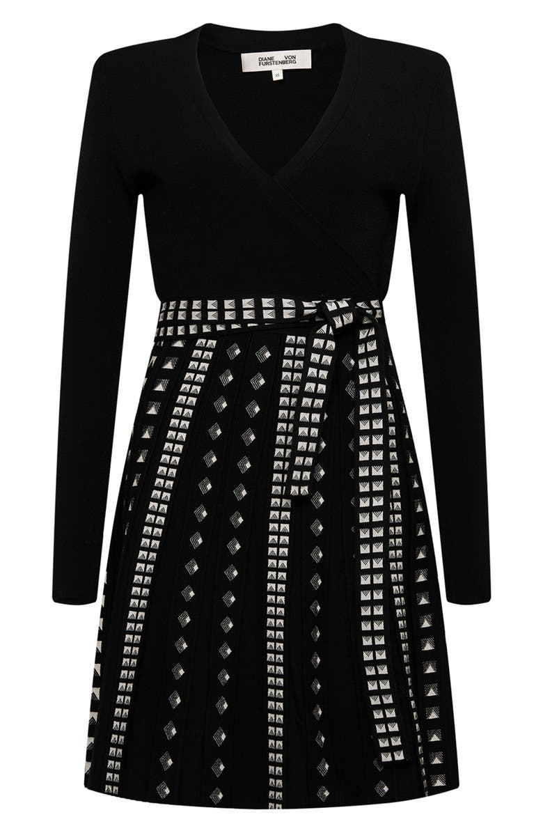 DVF Chelsea Long Sleeve Metallic Pleat Dress, Alternate, color, 