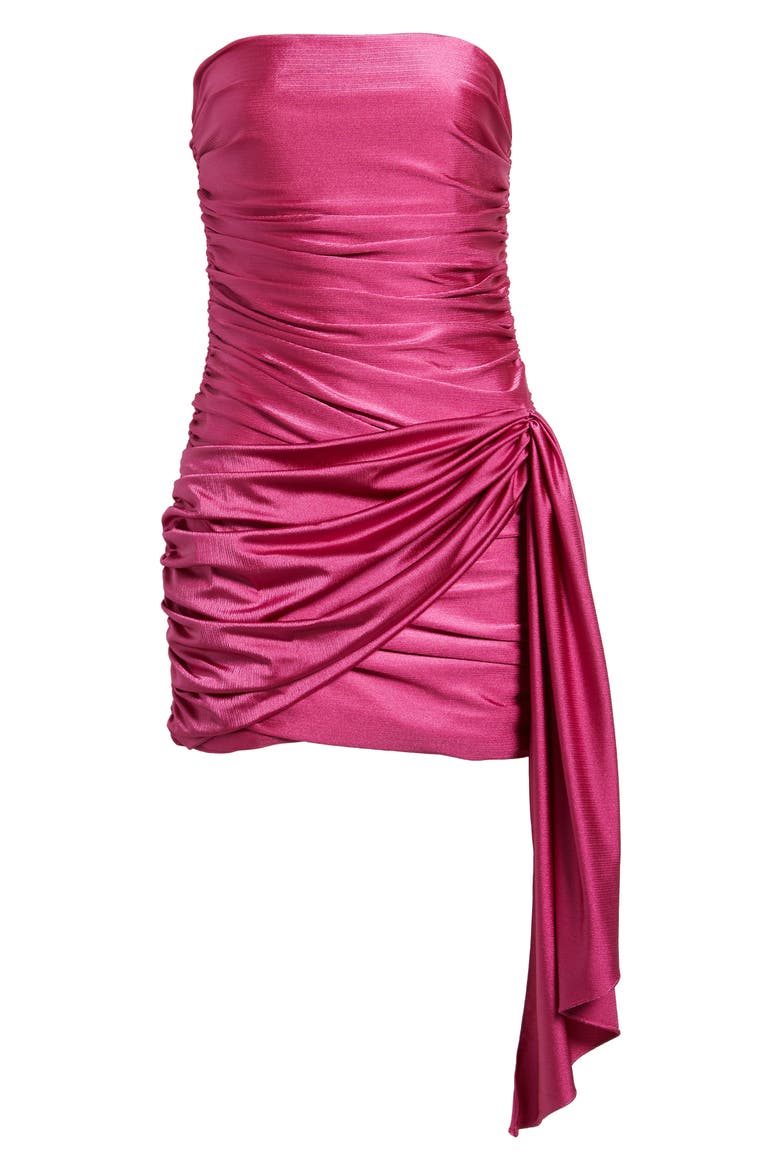 Anja Metallic Strapless Cocktail Minidress, Alternate, color, FUCHSIA