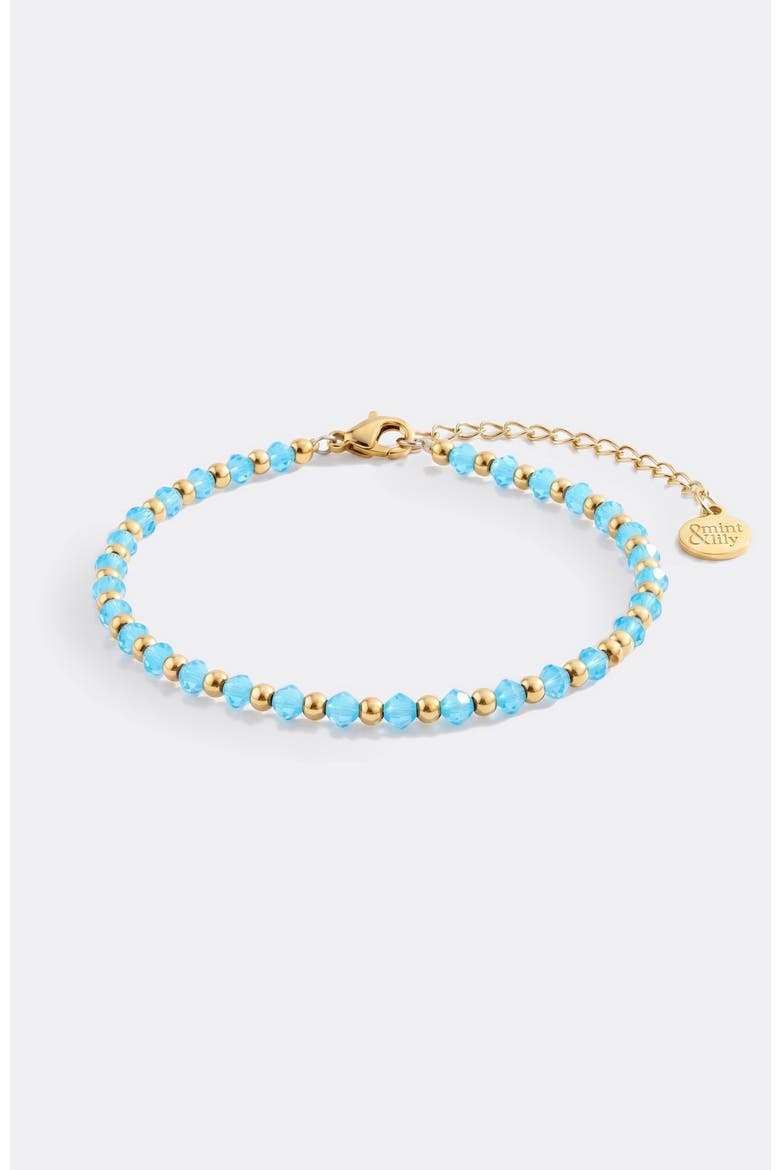 Birthstone and Gold Bead Bracelet, Main, color, March Aquamarine