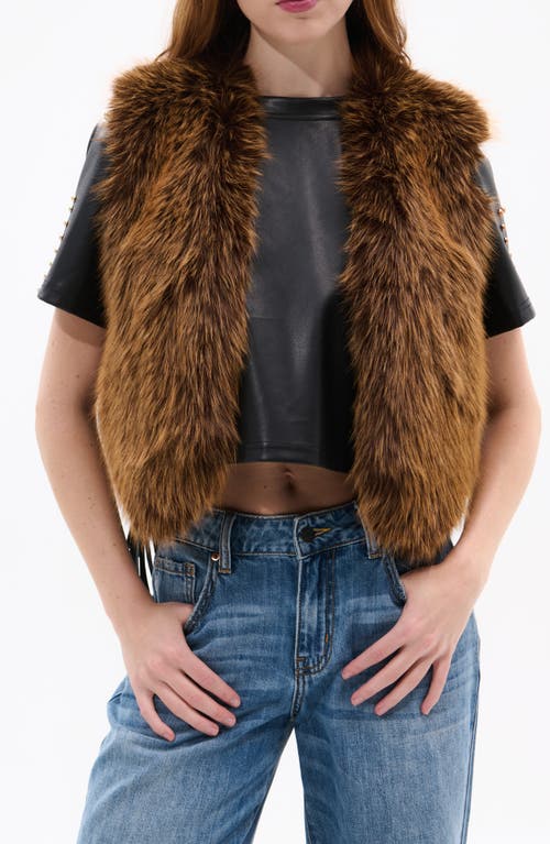 Azalea Wang Faux Fur Vest In Brown