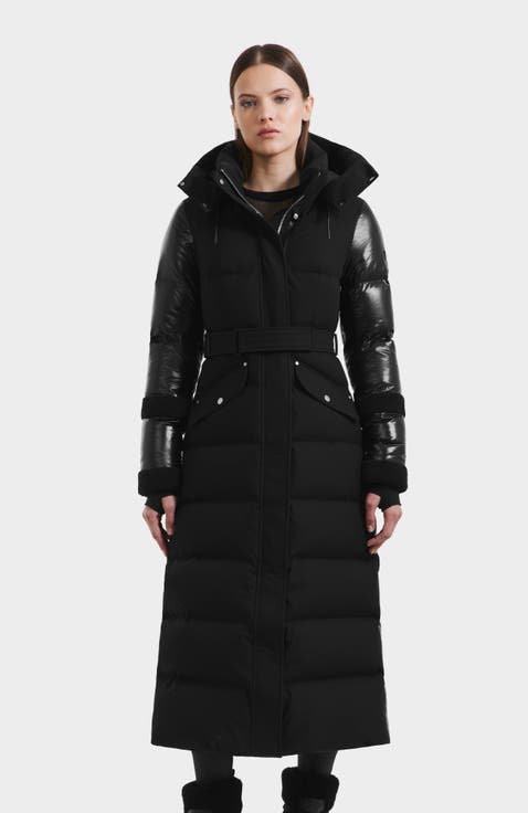 Audrey Maxi Down Puffer with Faux Shearling Trim