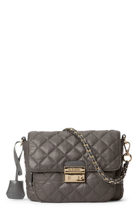 Large Crosby Lock Quilted Nylon Crossbody Bag