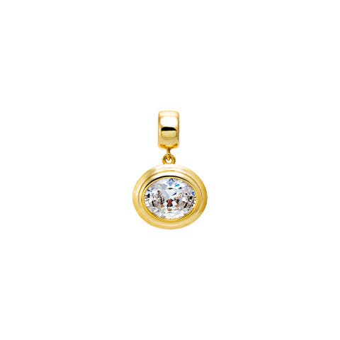 Colored CZ Oval Double Bezel Pendant
