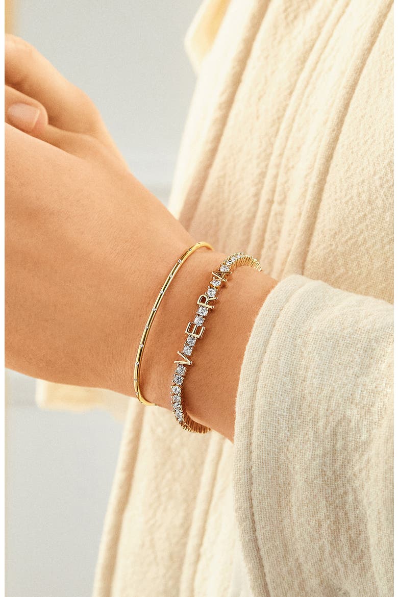 Personalized Cubic Zirconia Tennis Bracelet, Alternate, color, CLEAR/ YELLOW GOLD