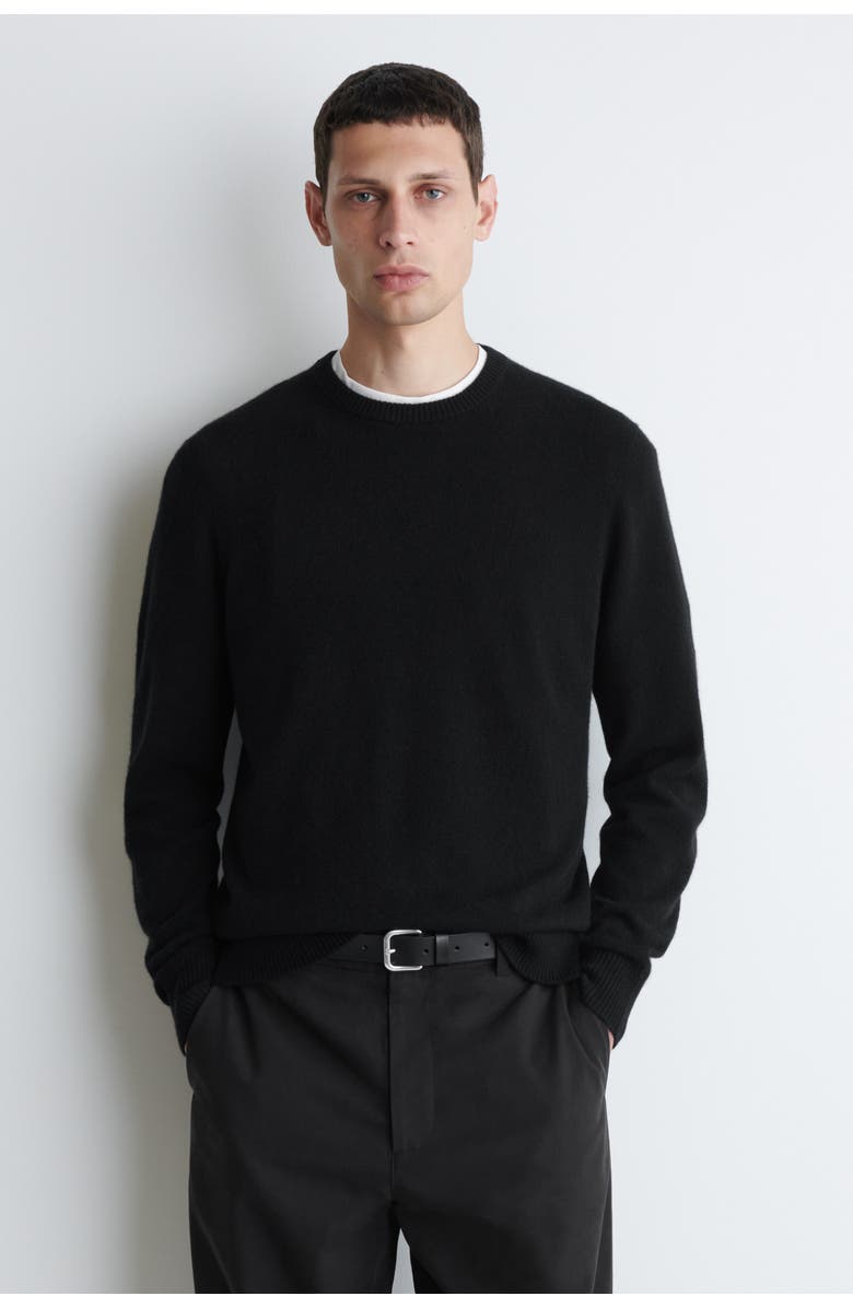 COS Seamless Cashmere Crew-Neck Sweater, Main, color, Black