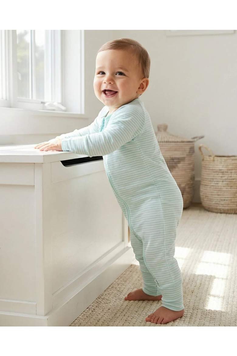 Long Sleeve and Pants Sleeper, Alternate, color, Cloud Stripe