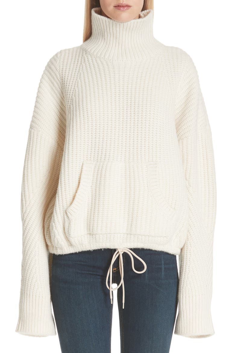 Ribbed Wool Turtleneck Sweater, Main, color, A OFF WHITE