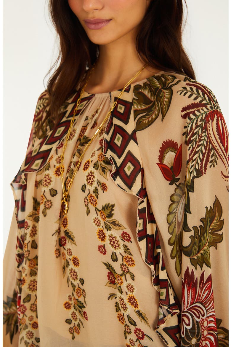 Ligia Floral Cascade Long Sleeve Top, Alternate, color, ORANGE